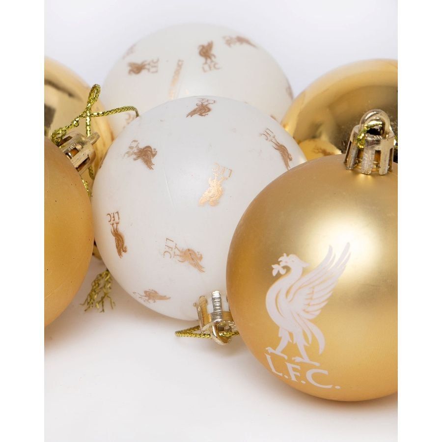 Liverpool Christmas Baubles 12-pack - White/Gold-SoccerKits Hub | Buy Soccer Jerseys Online